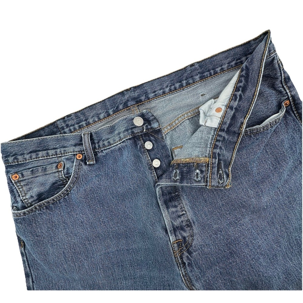 Levis 501 Original Fit Mens Jeans W40 L34 Medium Wash Blue Denim‎ Button Fly